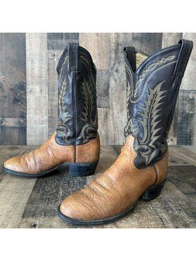 Tony Lama Vintage Bullhide Round Toe Western Cowboy Boots Mens 8.5 D
